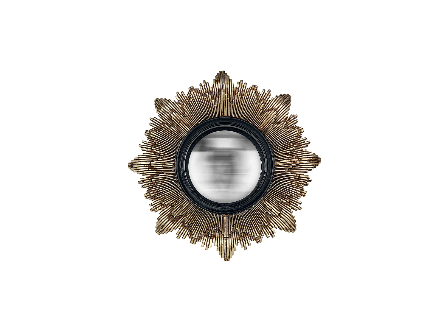 Miroir soleil convexe noir et doré 28cm