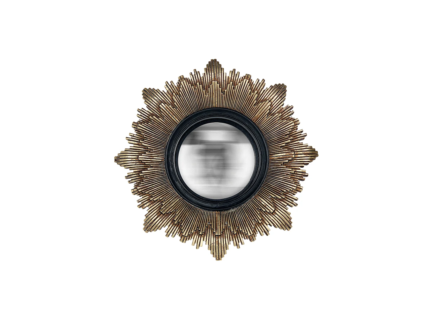 Miroir soleil convexe noir et doré 28cm