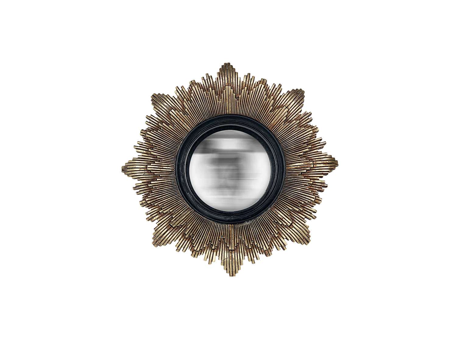 Miroir soleil convexe noir et doré 28cm