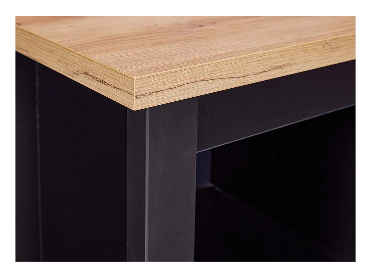 Armoire à bouteilles,meuble de rangement coloris noir / chêne Artisan - longueur 76 x profondeur 33 x hauteur 124 cm