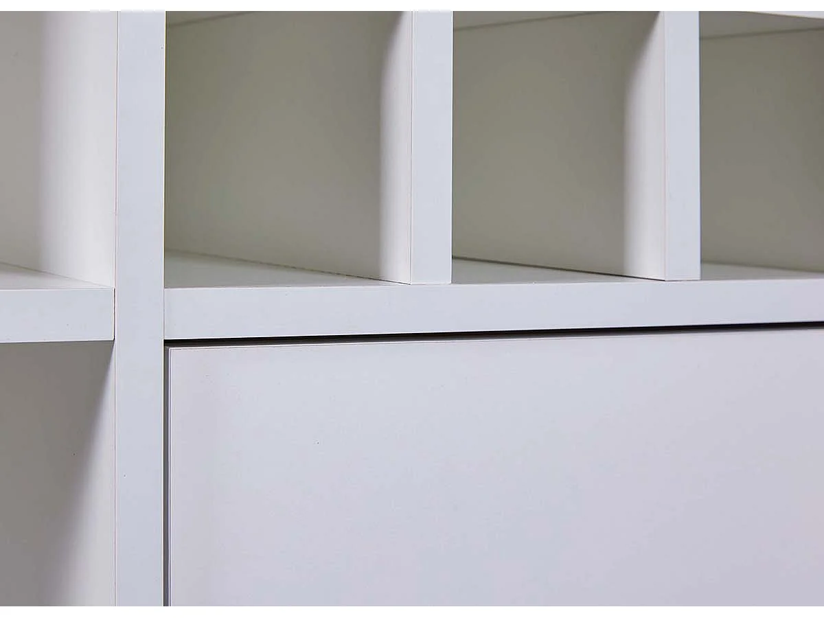 Armoire à bouteilles, meuble de rangement coloris blanc / chêne Artisan -longueur 76 x profondeur 33 x hauteur 124 cm