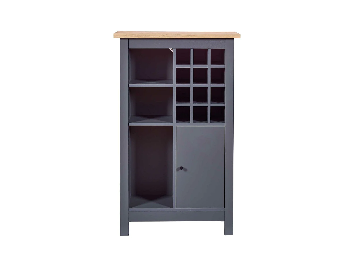 Armoire à bouteilles, meuble de rangement coloris anthracite / chêne Artisan - longueur 76 x profondeur 33 x hauteur 124 cm