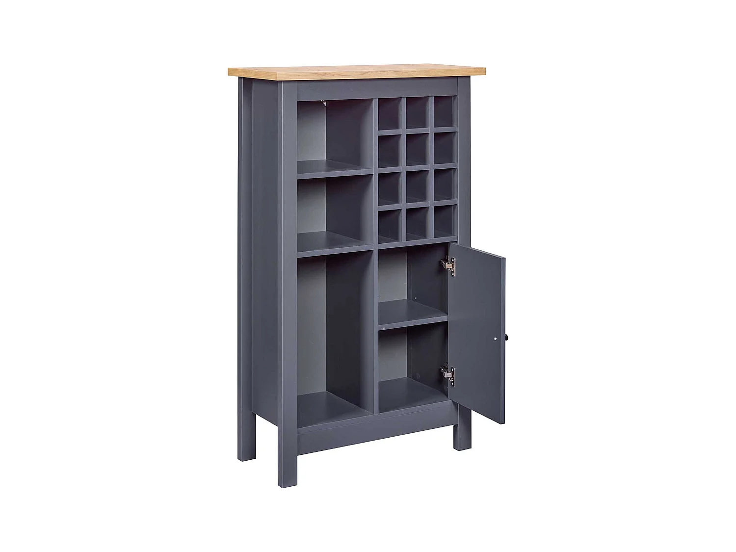 Armoire à bouteilles, meuble de rangement coloris anthracite / chêne Artisan - longueur 76 x profondeur 33 x hauteur 124 cm