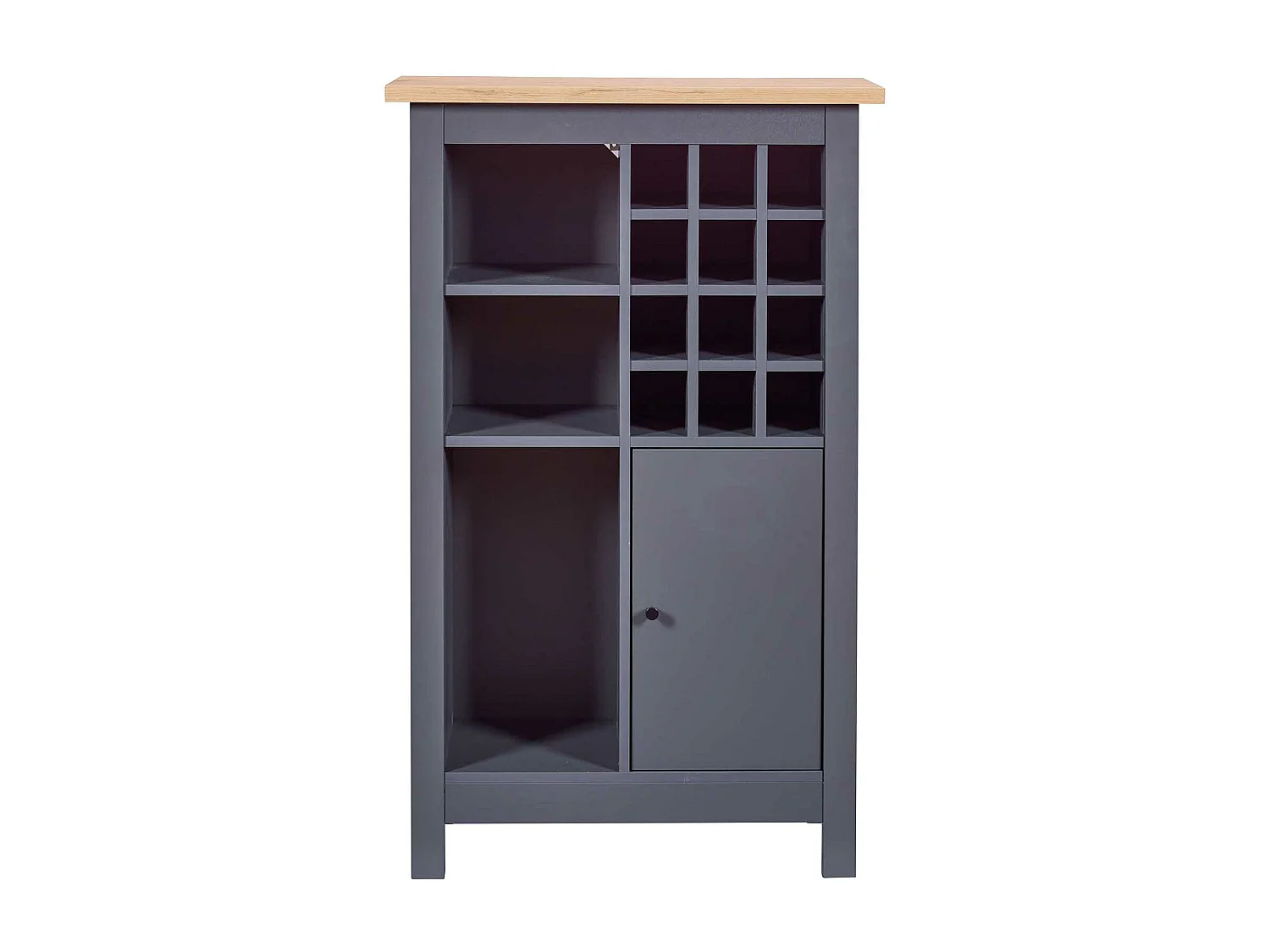 Armoire à bouteilles, meuble de rangement coloris anthracite / chêne Artisan - longueur 76 x profondeur 33 x hauteur 124 cm