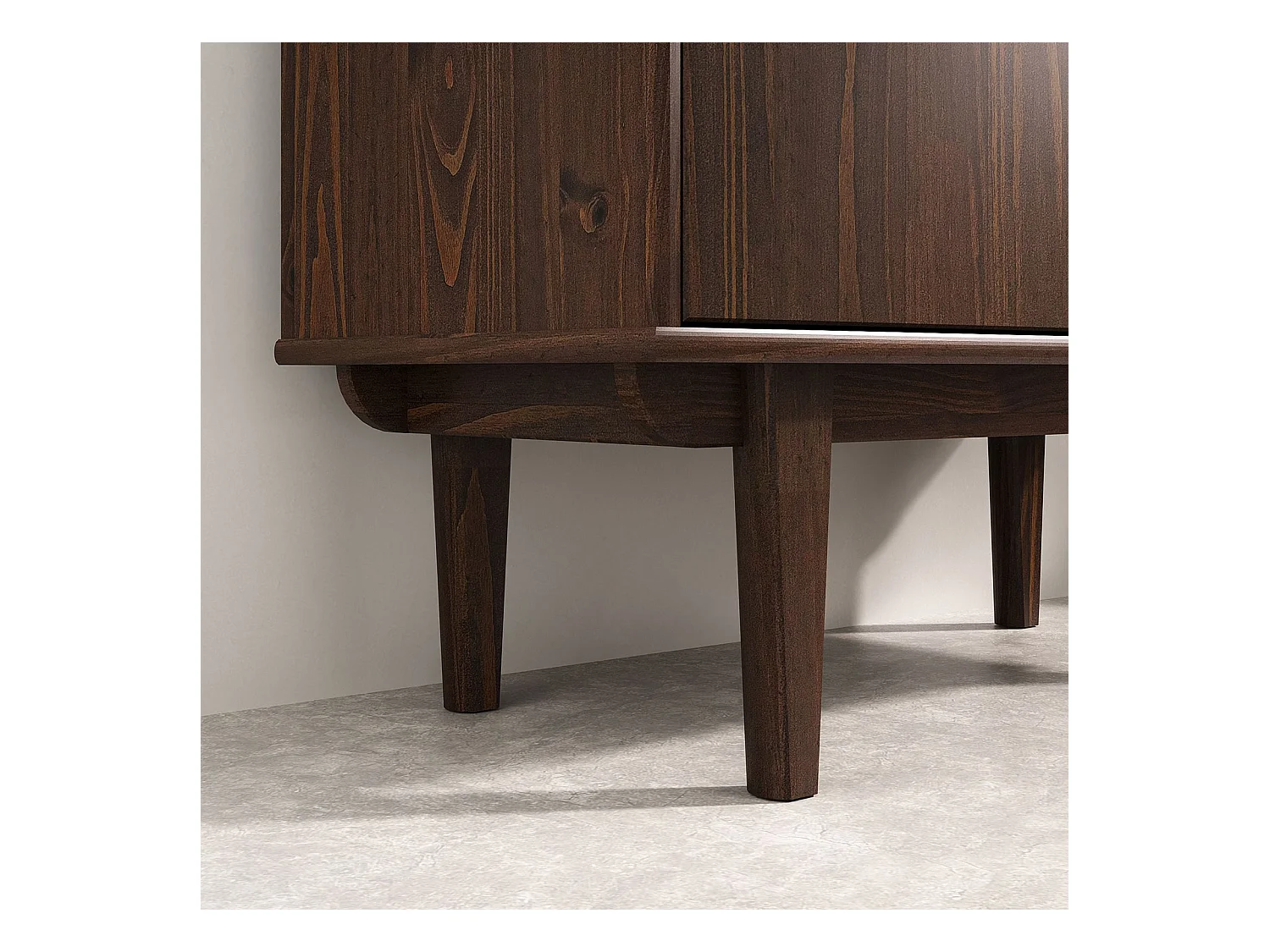 Buffet haut SIMONA 80x188 cm en bois massif coloris noyer avec 2 Portes 6 Étagères, Vaisselier en hauteur