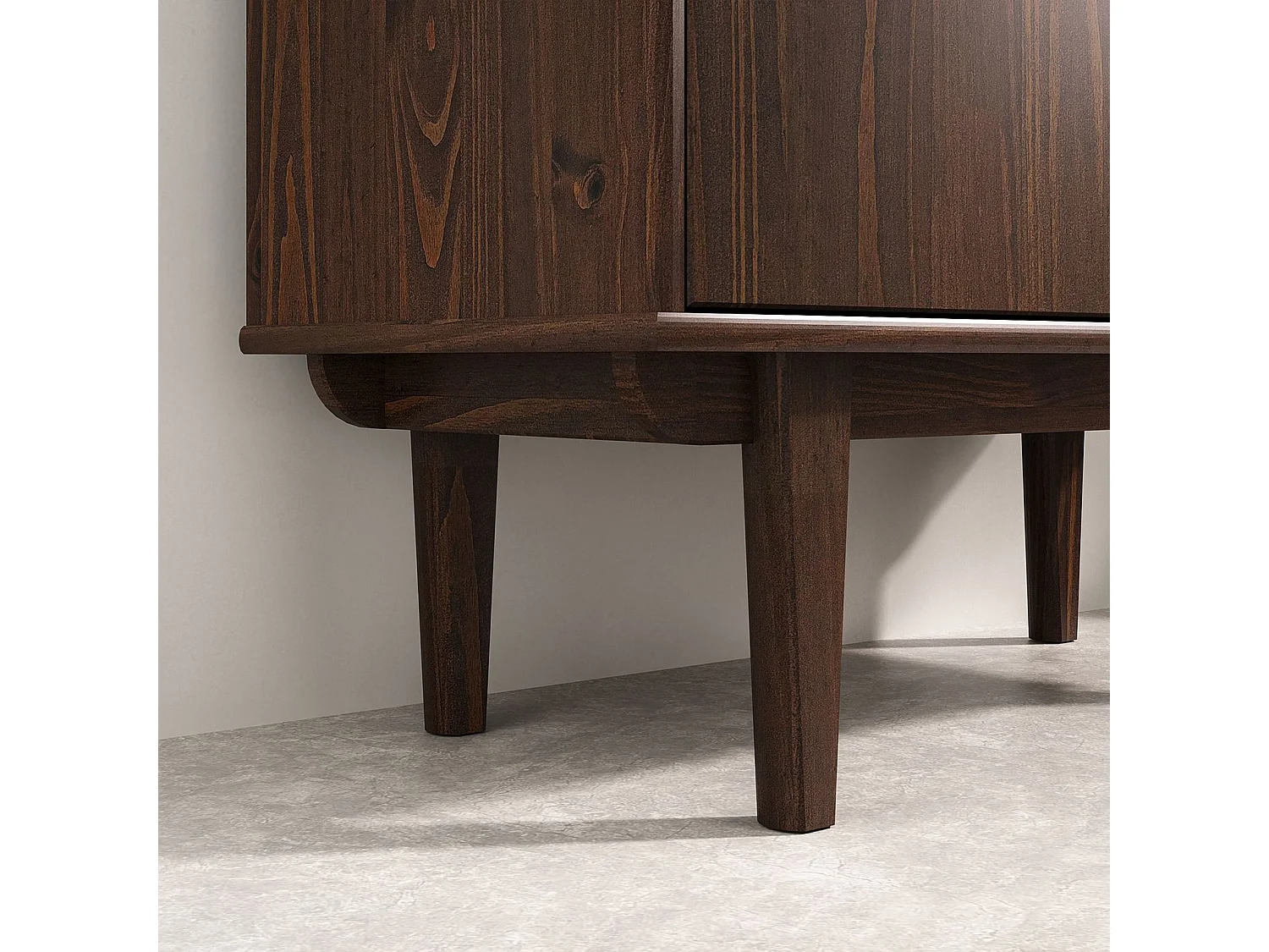 Buffet haut SIMONA 80x188 cm en bois massif coloris noyer avec 2 Portes 6 Étagères, Vaisselier en hauteur