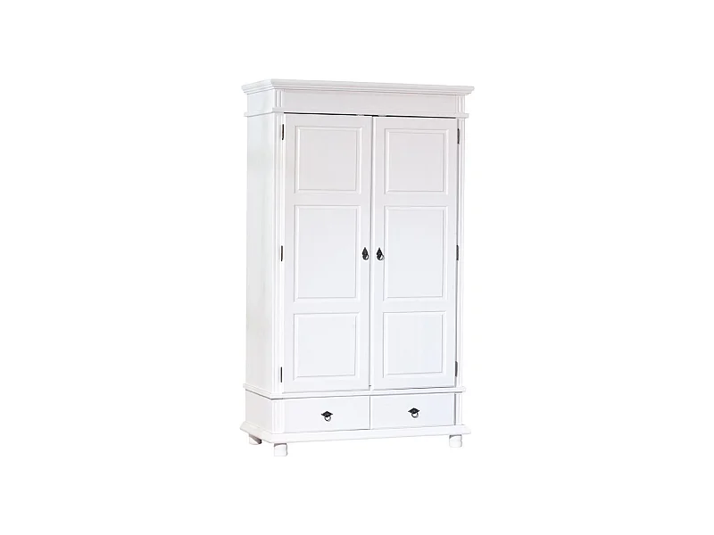 Armoire Blanc en pin massif avec 2 portes, Dim : 116 x 57 x 199 cm