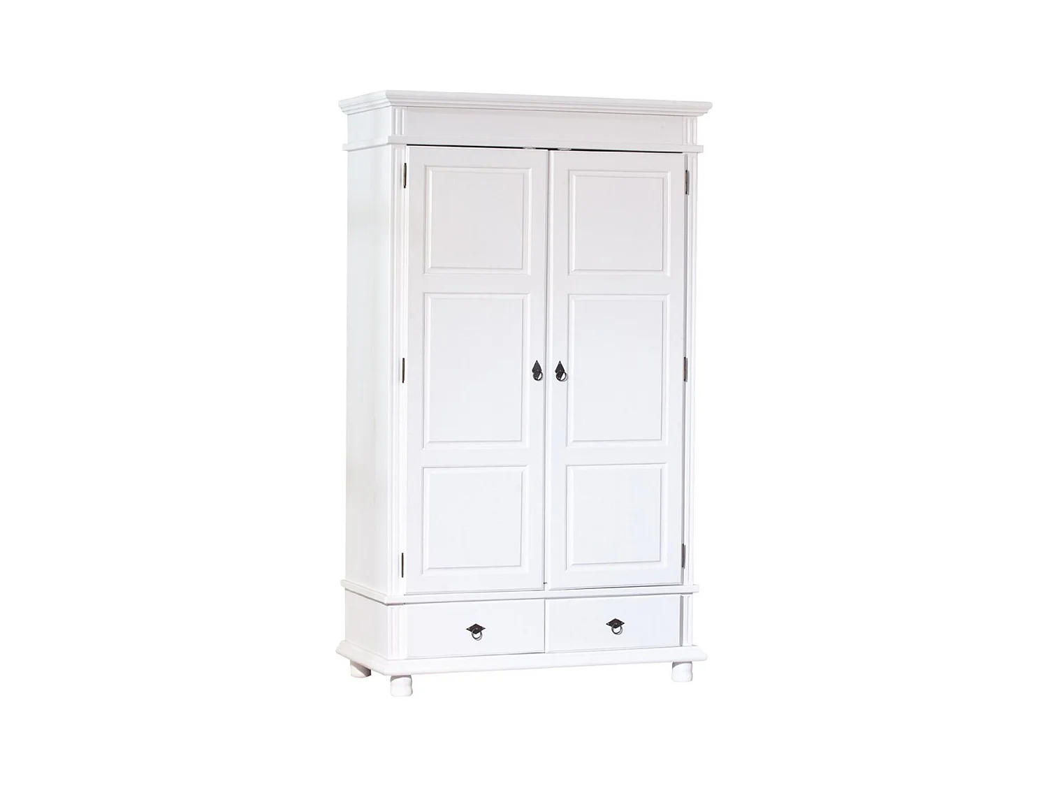 Armoire Blanc en pin massif avec 2 portes, Dim : 116 x 57 x 199 cm