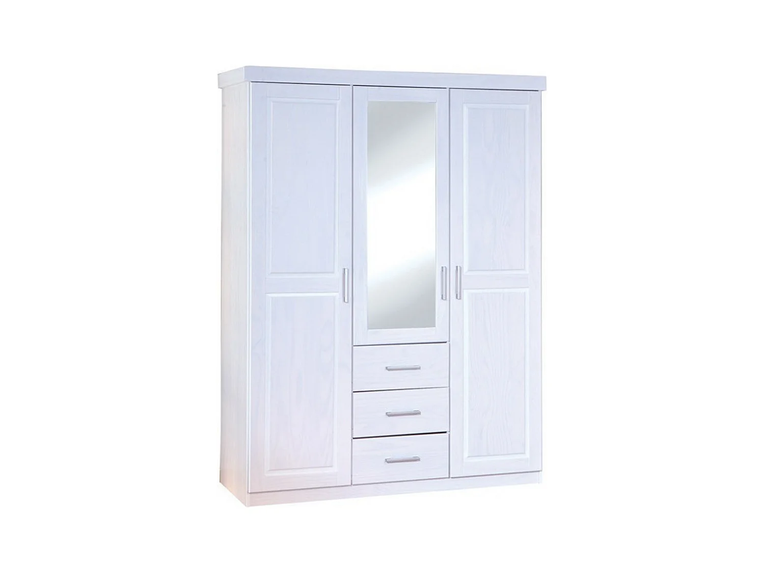 Armoire de rangement en pin massif coloris blanc - L.140 x H.190 x P.55 cm