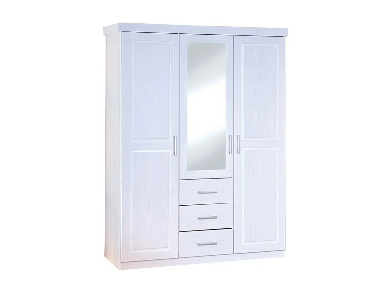 Armoire de rangement en pin massif coloris blanc - L.140 x H.190 x P.55 cm