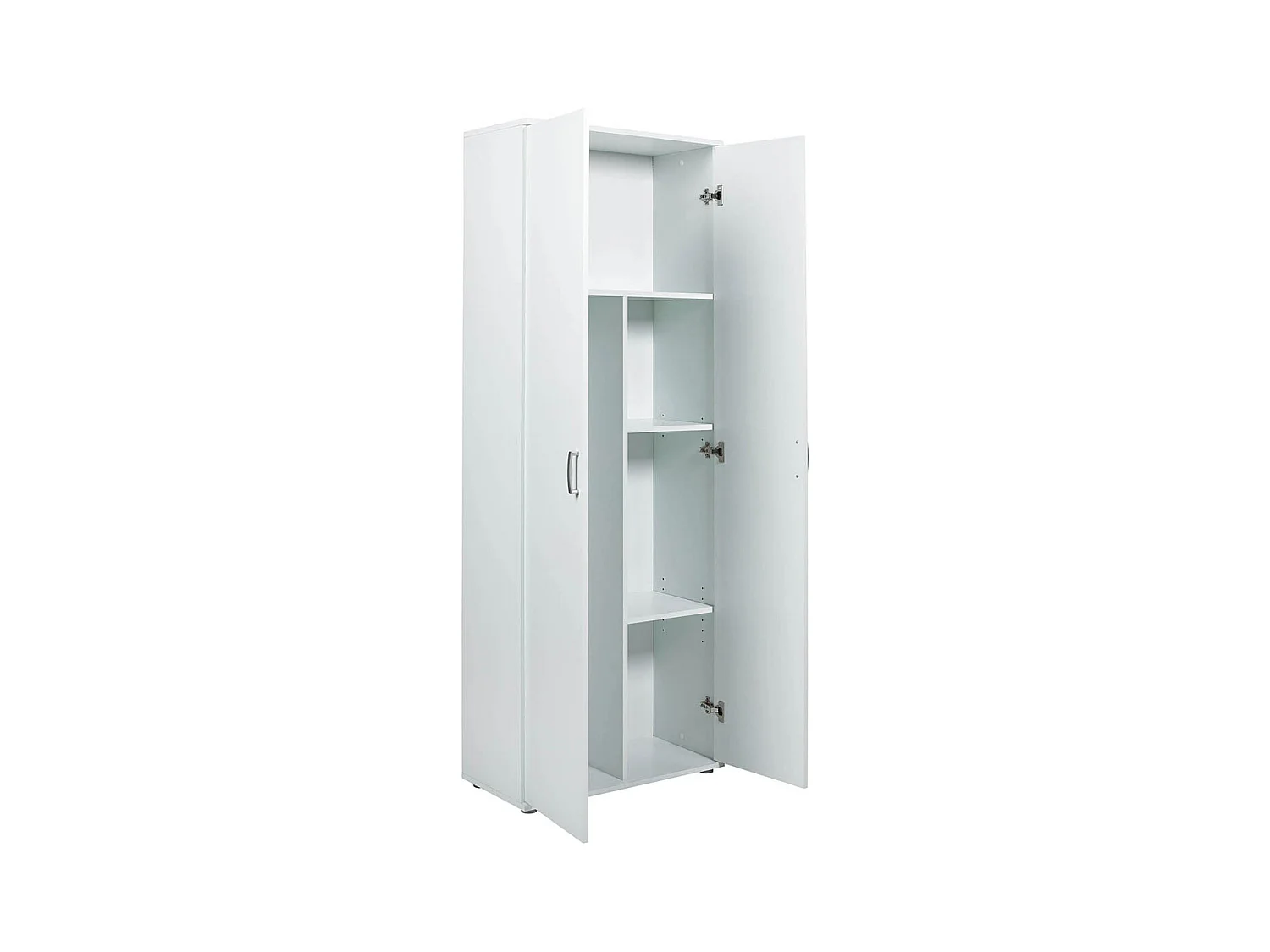 Armoire meuble de rangement 2 portes coloris blanc - Longueur 70 x Profondeur 34 x Hauteur 189 cm