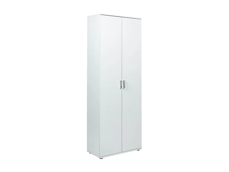 Armoire meuble de rangement 2 portes coloris blanc - Longueur 70 x Profondeur 34 x Hauteur 189 cm
