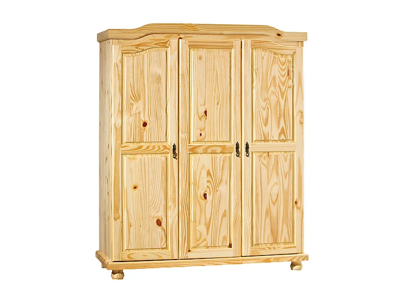 Armoire Rustique 3 Portes Vernis Naturel, Dim : 56 x 150 x 180 cm