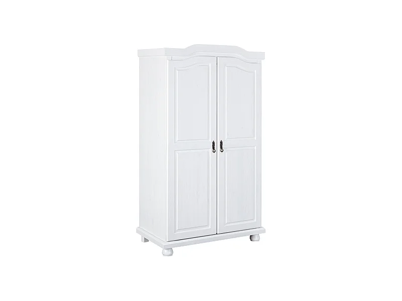 Armoire Rustique 2 Portes Blanc, Dim : 56 x 104 x 180 cm