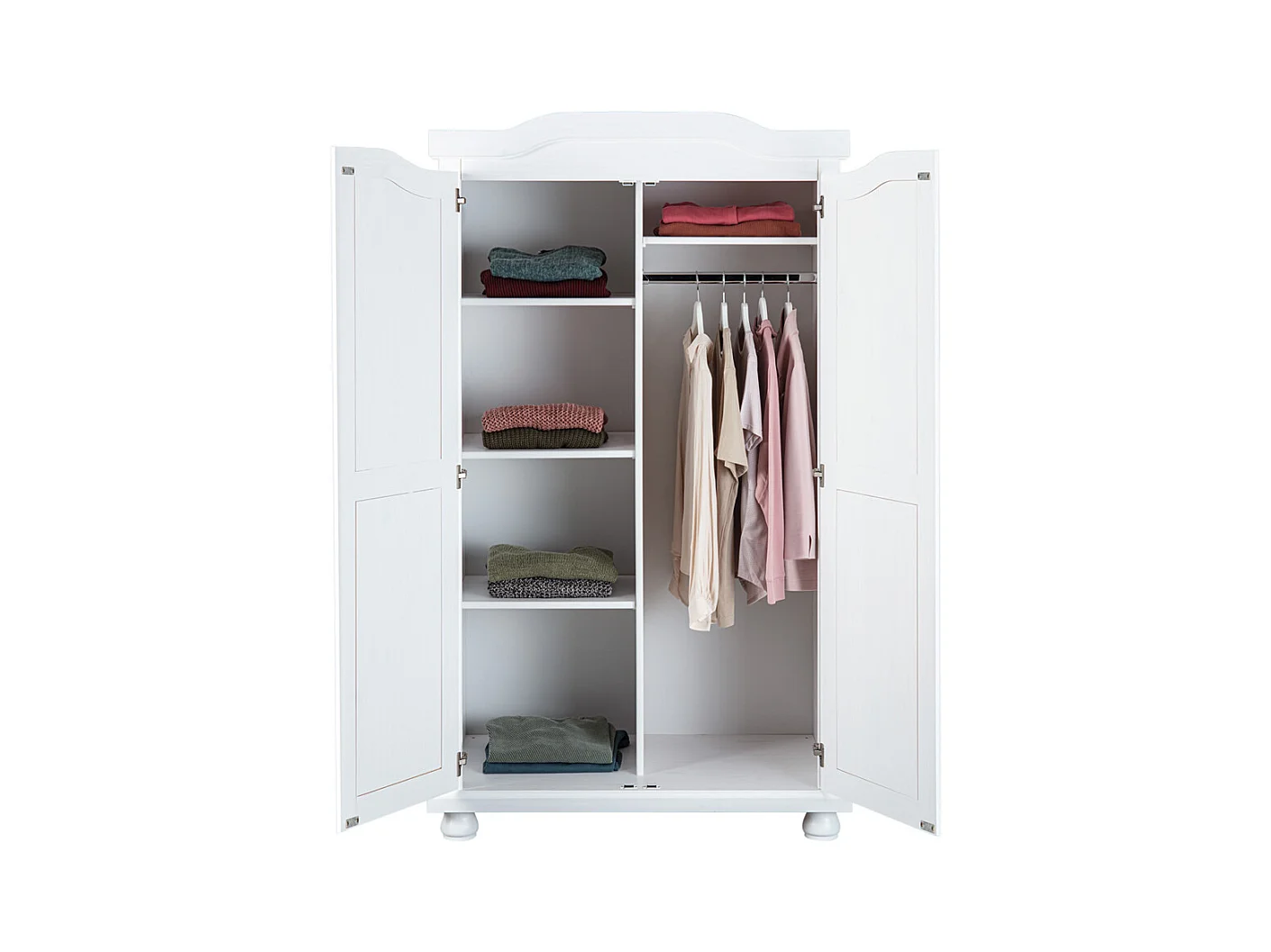 Armoire Rustique 2 Portes Blanc, Dim : 56 x 104 x 180 cm