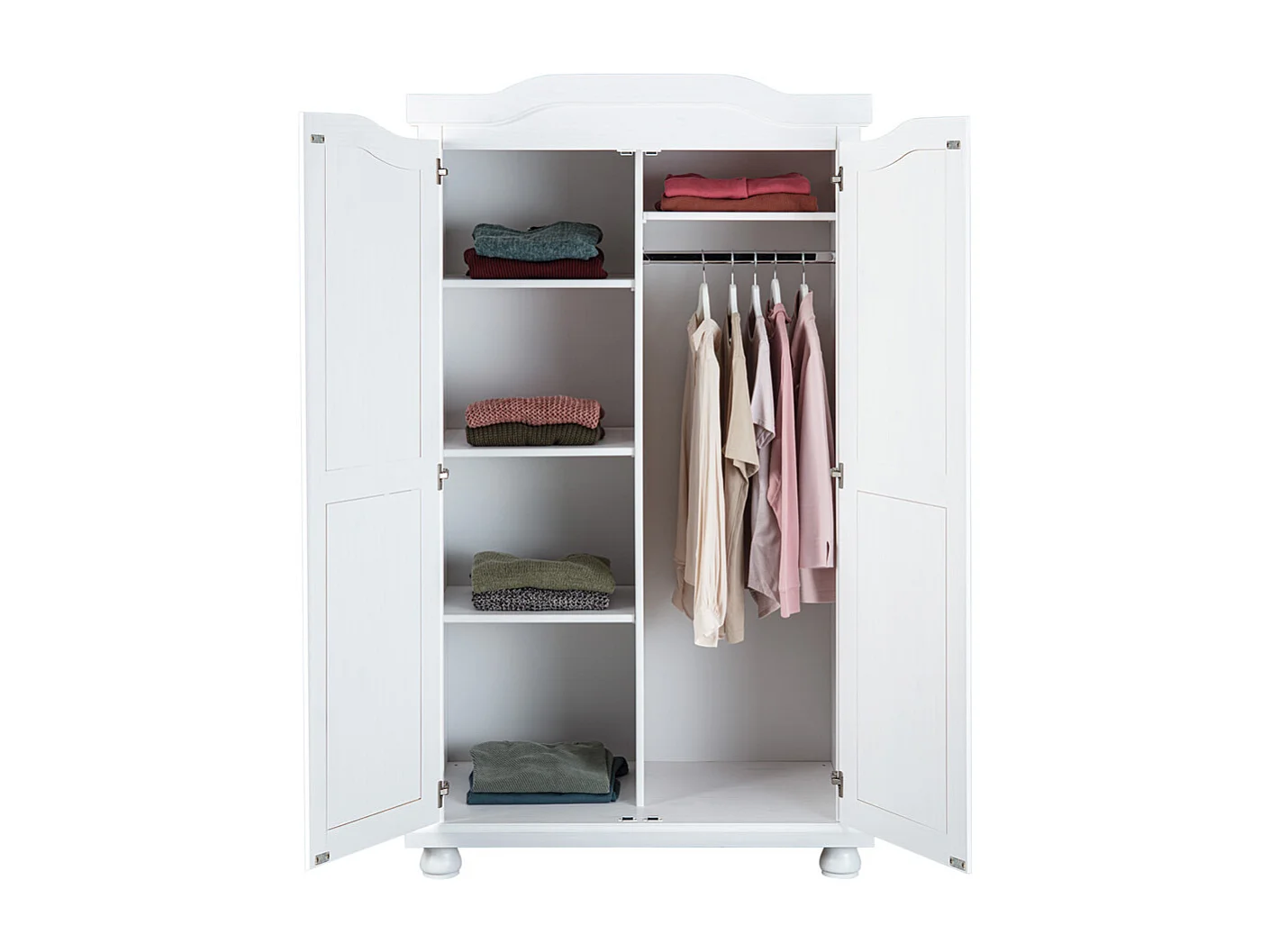Armoire Rustique 2 Portes Blanc, Dim : 56 x 104 x 180 cm