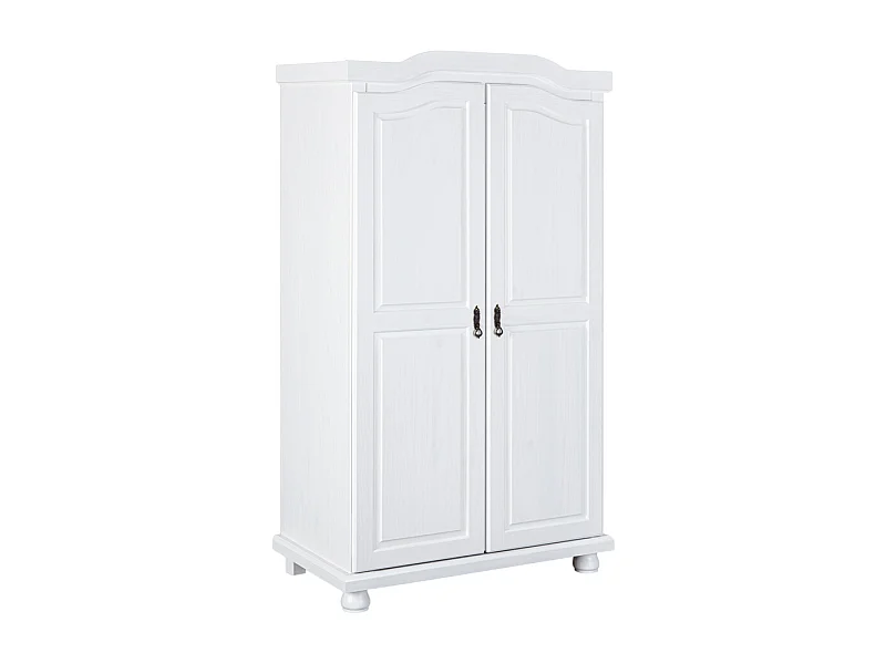 Armoire Rustique 2 Portes Blanc, Dim : 56 x 104 x 180 cm