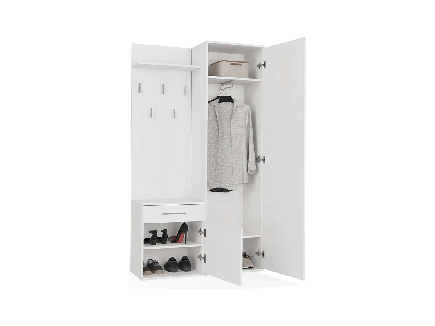 Ensemble d'entrée avec miroir – 100 cm – blanc – DUVIO