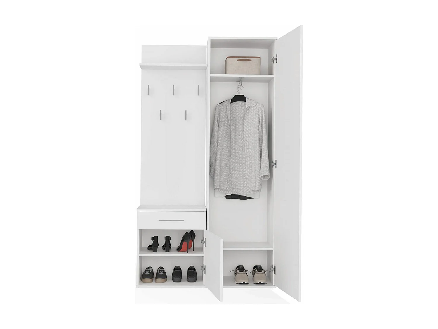 Ensemble d'entrée avec miroir – 100 cm – blanc – DUVIO