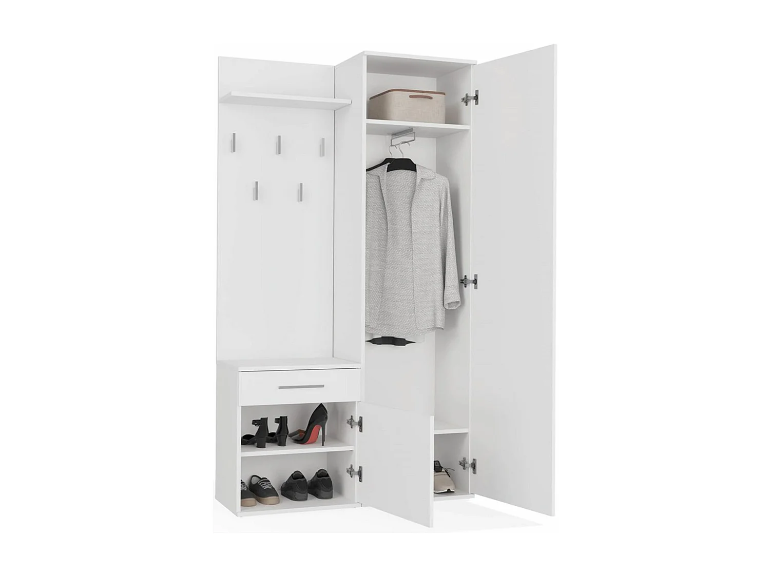 Ensemble d'entrée avec miroir – 100 cm – blanc – DUVIO