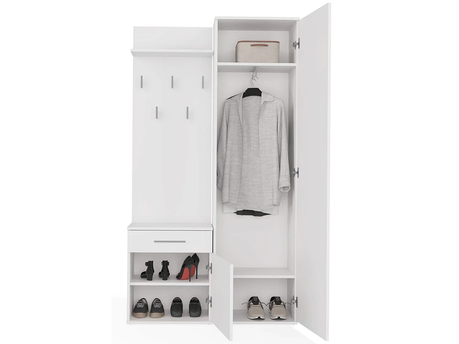 Entreeset met spiegel – 100 cm – wit – DUVIO