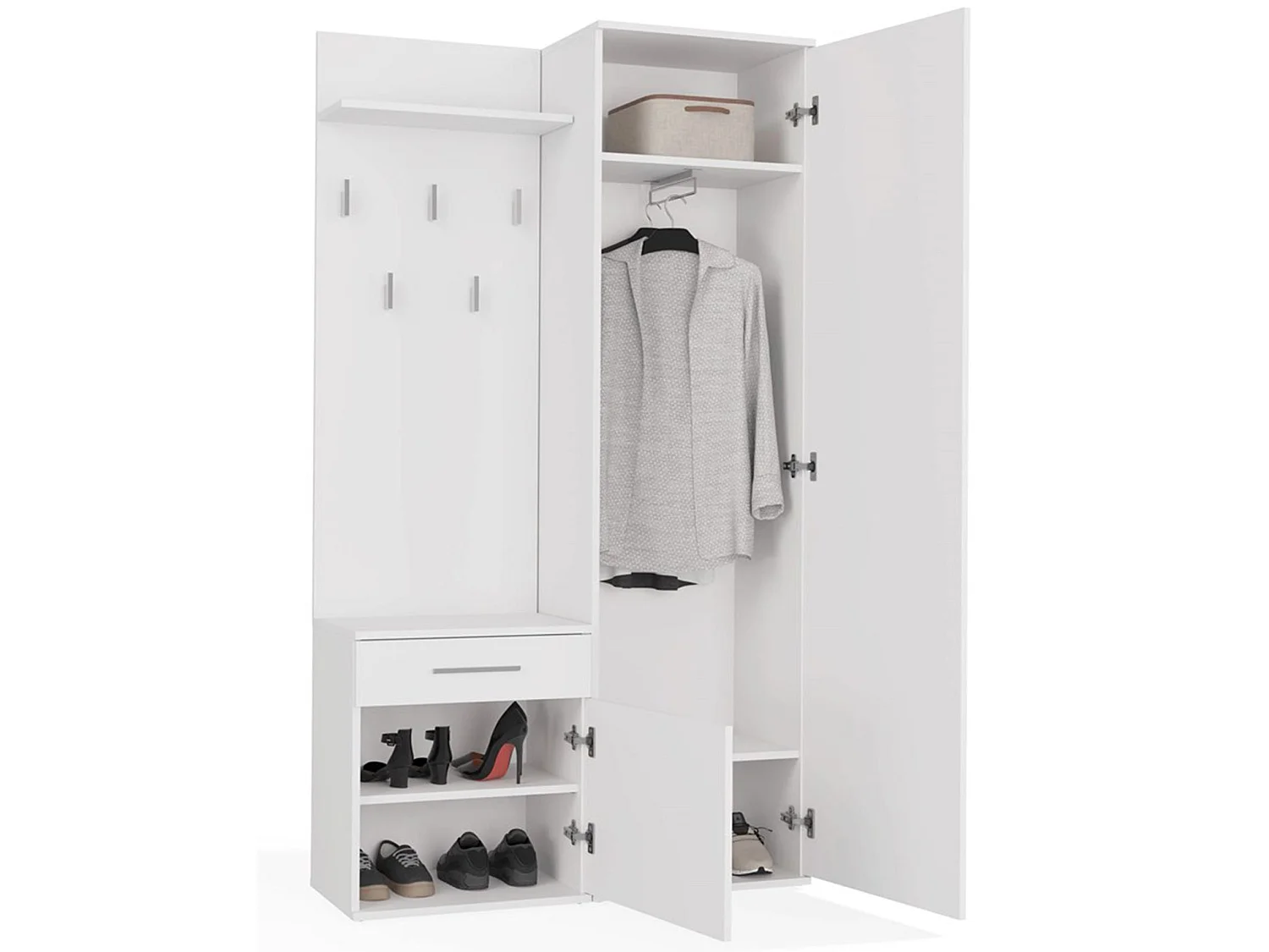 Entreeset met spiegel – 100 cm – wit – DUVIO