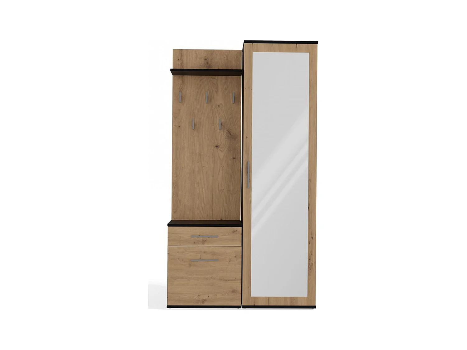 Flurgarderobe - mit Schrank und Spiegel - Eiche Artisan / Grau - 100 cm - DUVIO