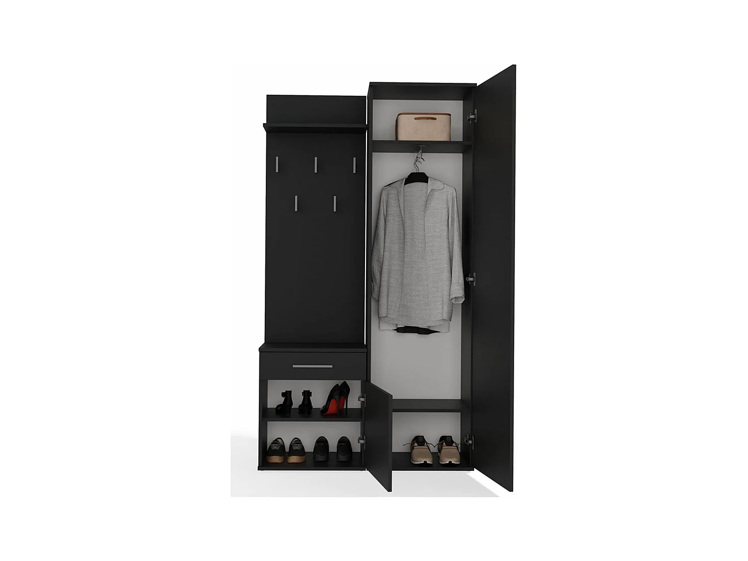 Ensemble d'entrée avec miroir – 100 cm – noir – DUVIO