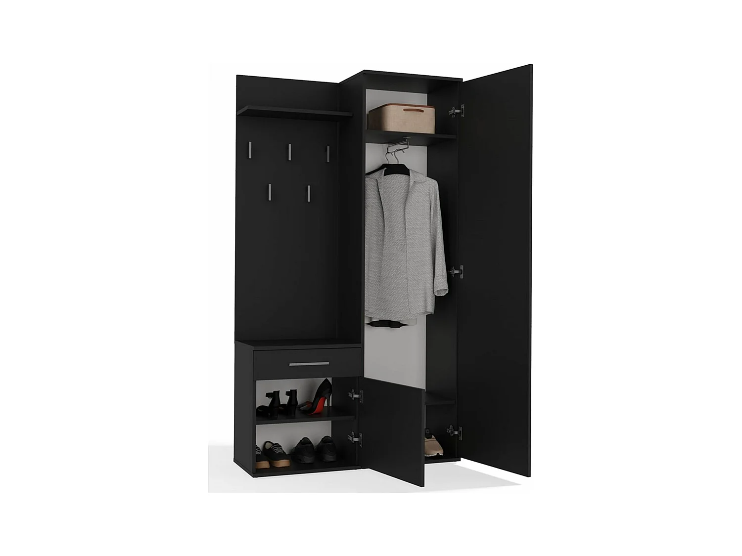 Ensemble d'entrée avec miroir – 100 cm – noir – DUVIO