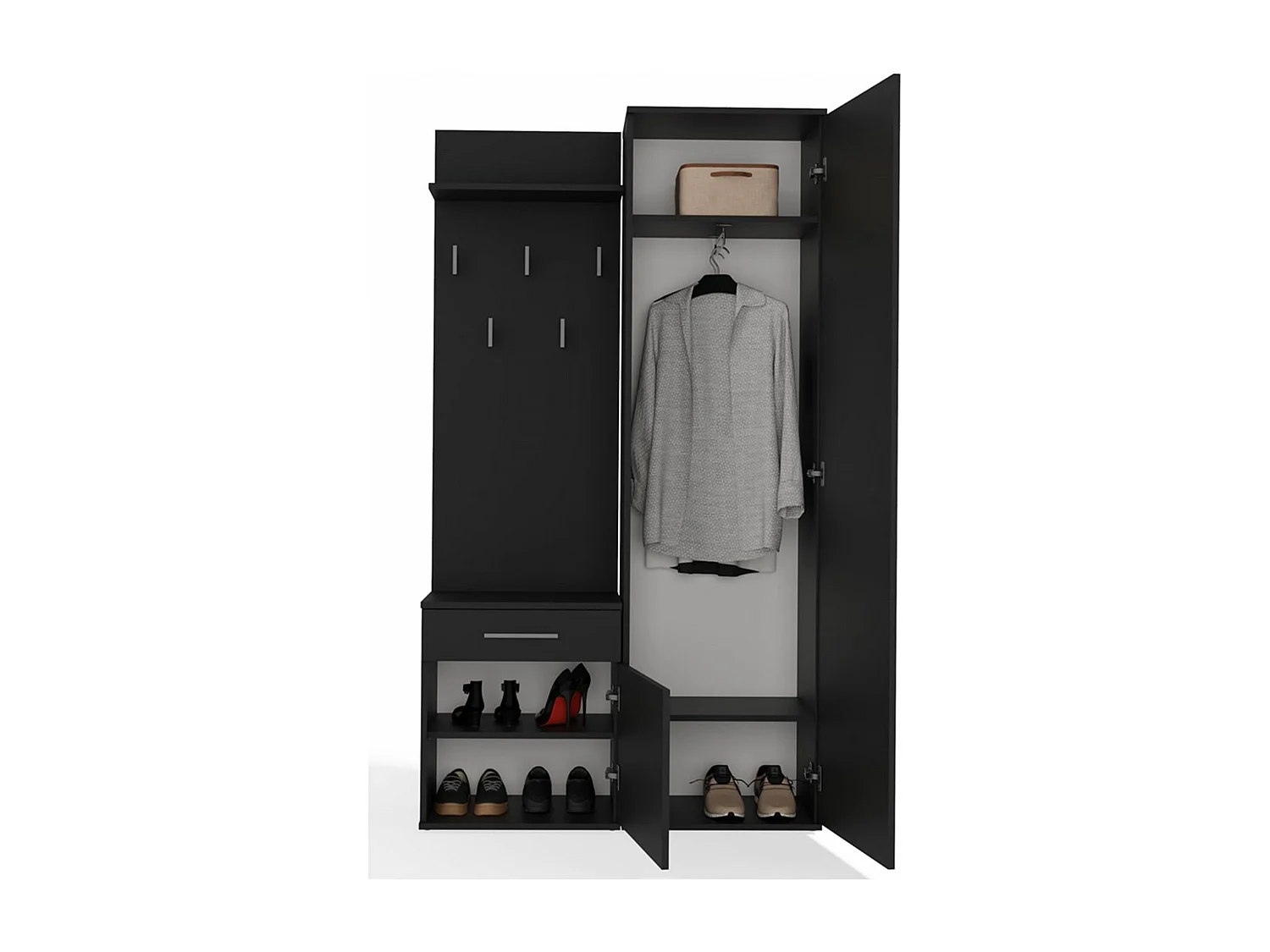 Ensemble d'entrée avec miroir – 100 cm – noir – DUVIO