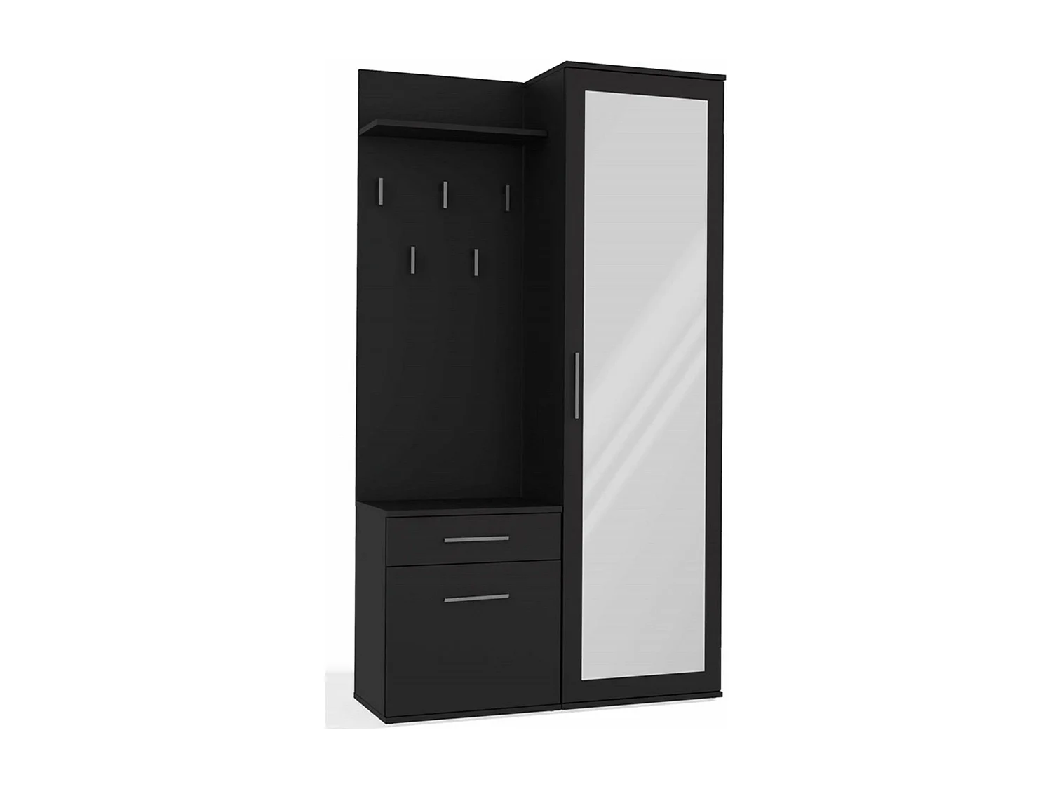 Ensemble d'entrée avec miroir – 100 cm – noir – DUVIO