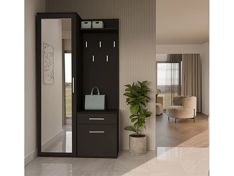 Entreeset met spiegel – 100 cm – zwart – DUVIO