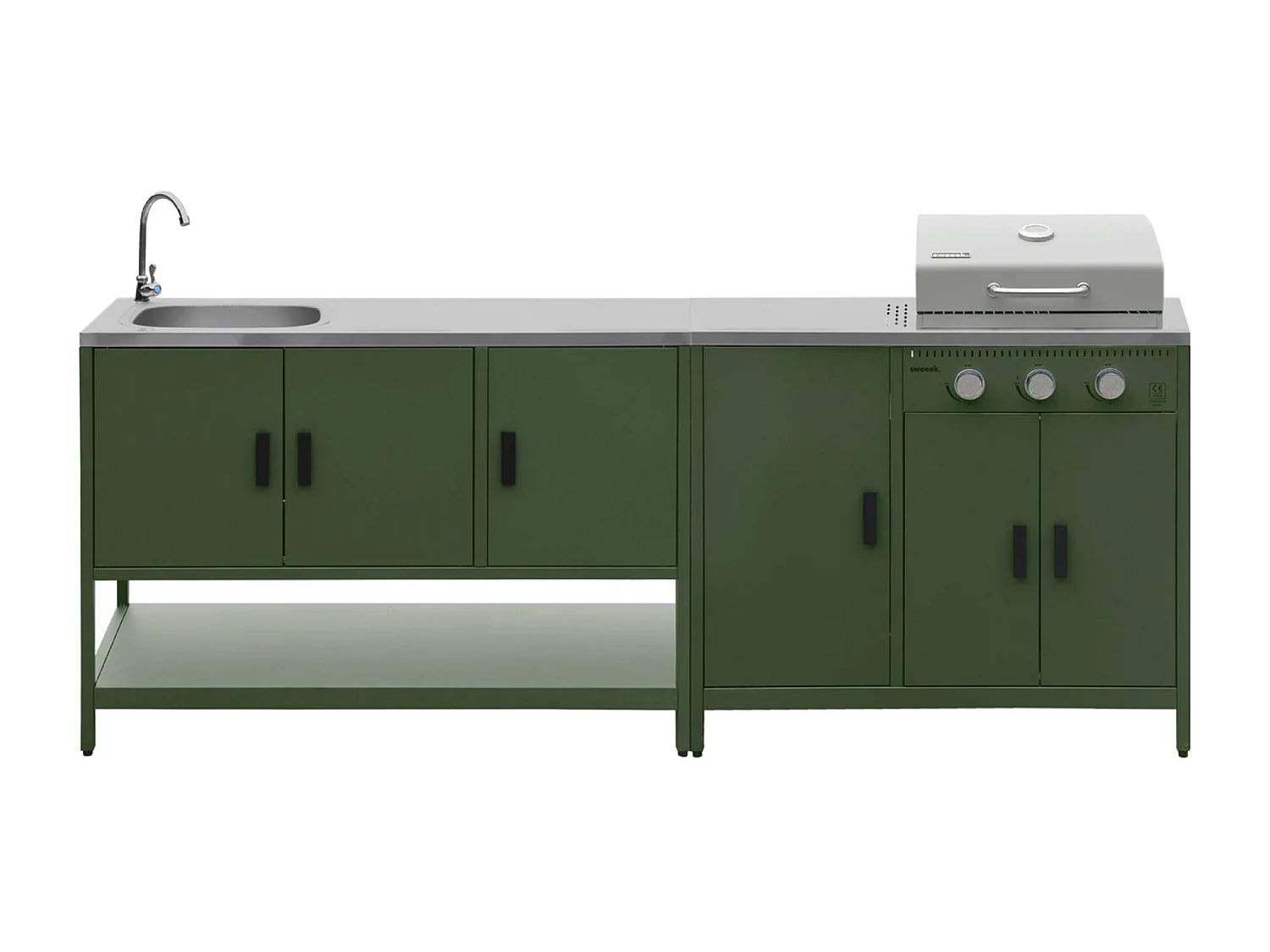 Cucina esterna 3 moduli con barbecue a gas 3 bruciatori su piedi,