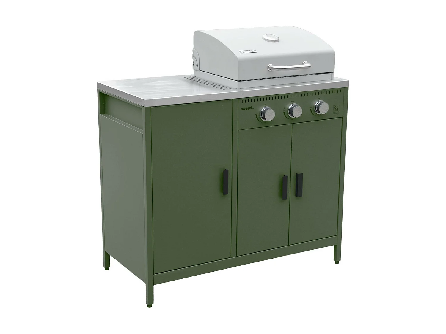 Cucina esterna 3 moduli con barbecue a gas 3 bruciatori su piedi,