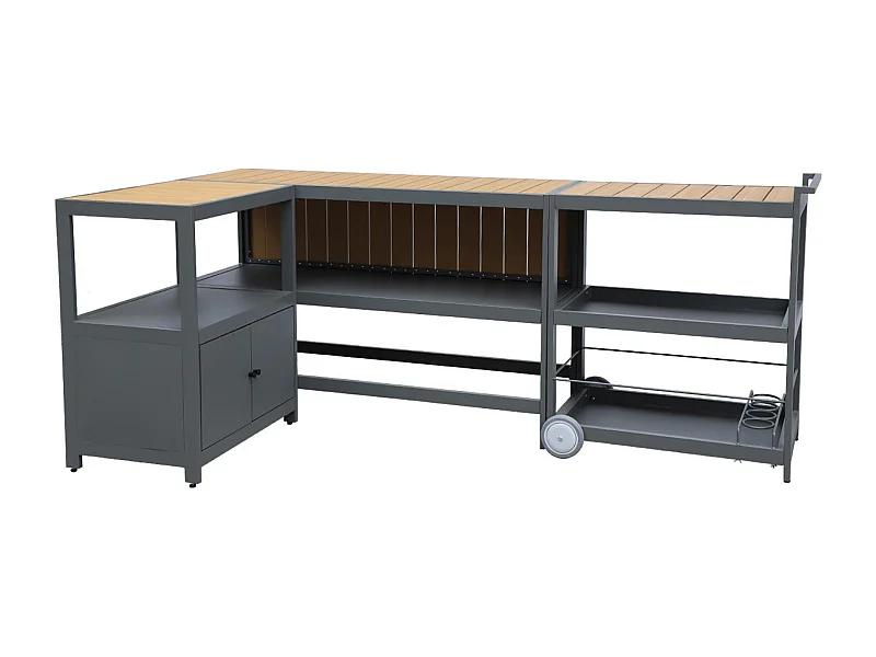 Cocina exterior de 3 módulos en aluminio antracita