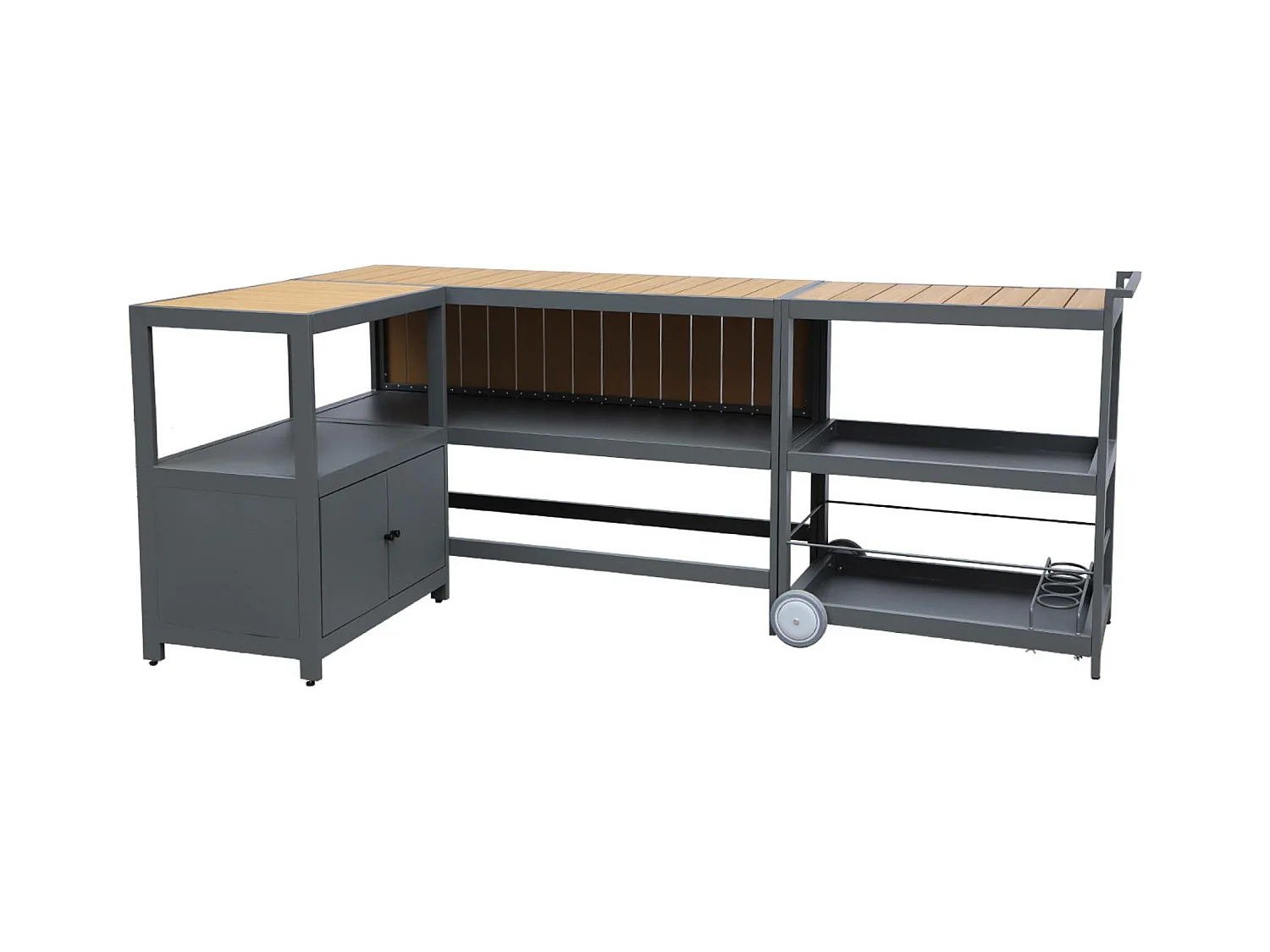 Cocina exterior de 3 módulos en aluminio antracita