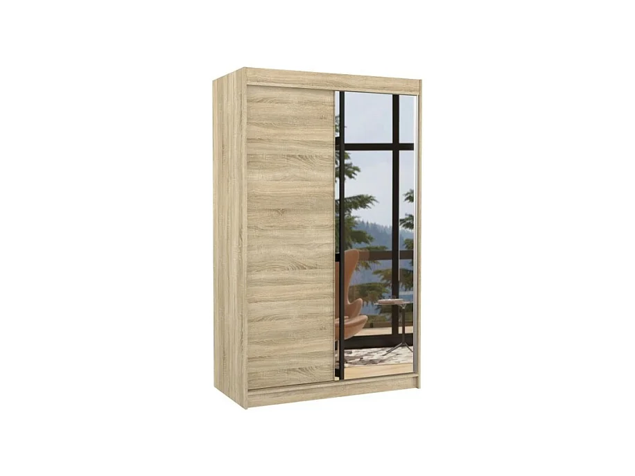 Armoire Reyna (120cm)/portes coulissantes/miroir/Sonoma