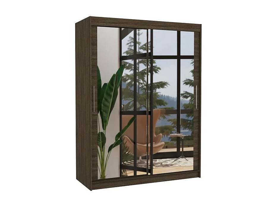 Armoire Vermo (150cm)/portes coulissantes/miroir/Marron