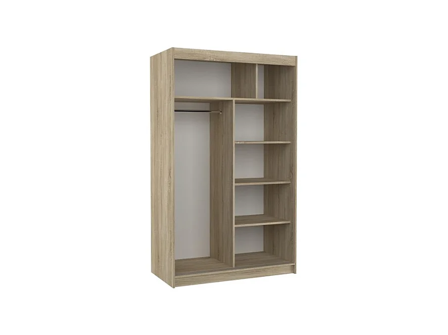 Armoire Reyna (120cm)/portes coulissantes/LED/miroir/Noir
