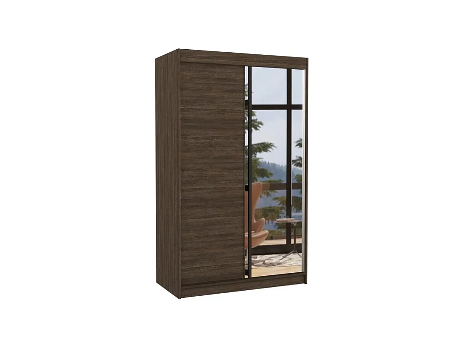 Armoire Reyna (120cm)/portes coulissantes/miroir/Marron