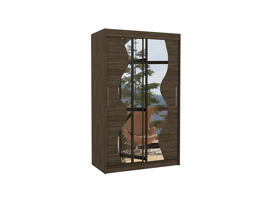 Armoire Roswald (120cm)/portes coulissantes/miroir/Marron