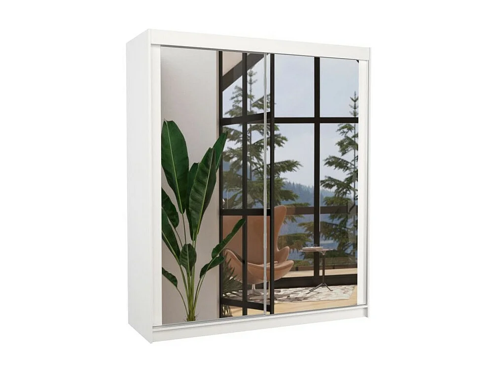Armoire Morenz (180cm)/portes coulissantes/miroir/blanc