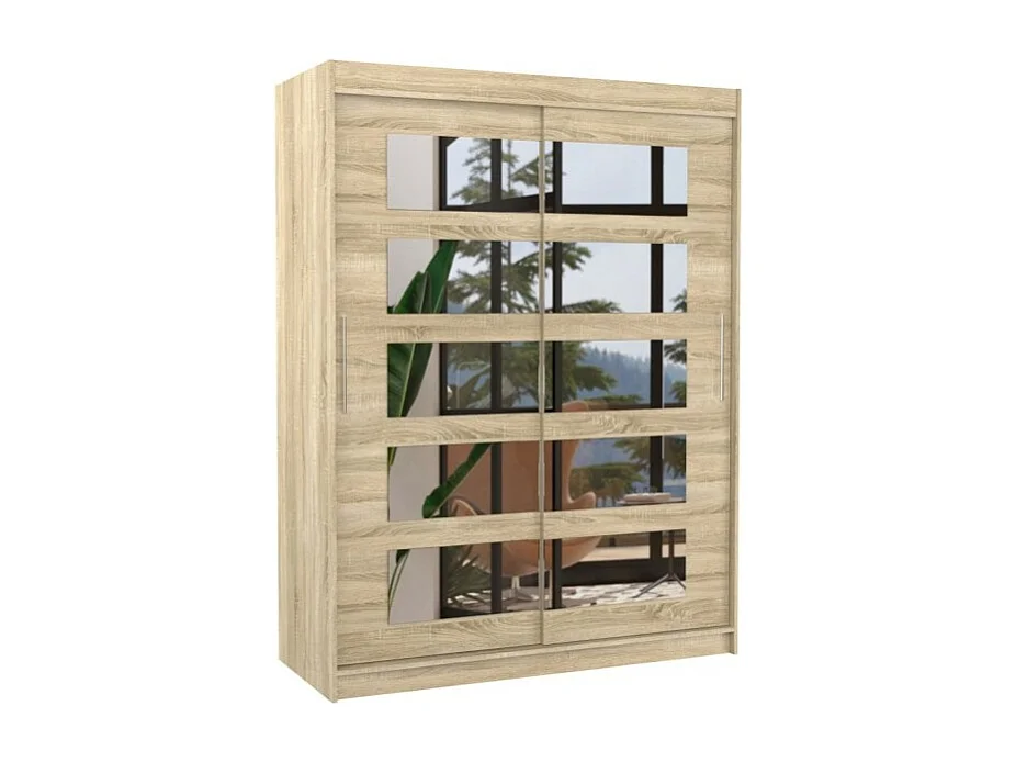 Armoire Fran (150cm)/portes coulissantes/miroir/Sonoma