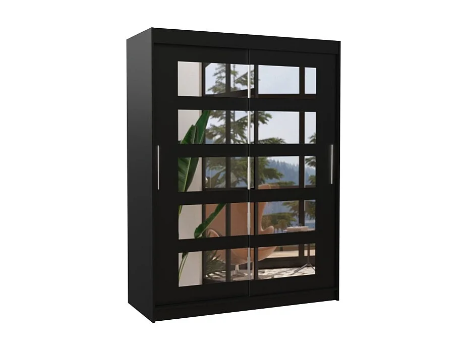 Armoire Fran (150cm)/portes coulissantes/miroir/Noir