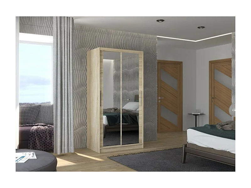 Armoire Rivio (100cm)/portes coulissantes/miroir/Sonoma