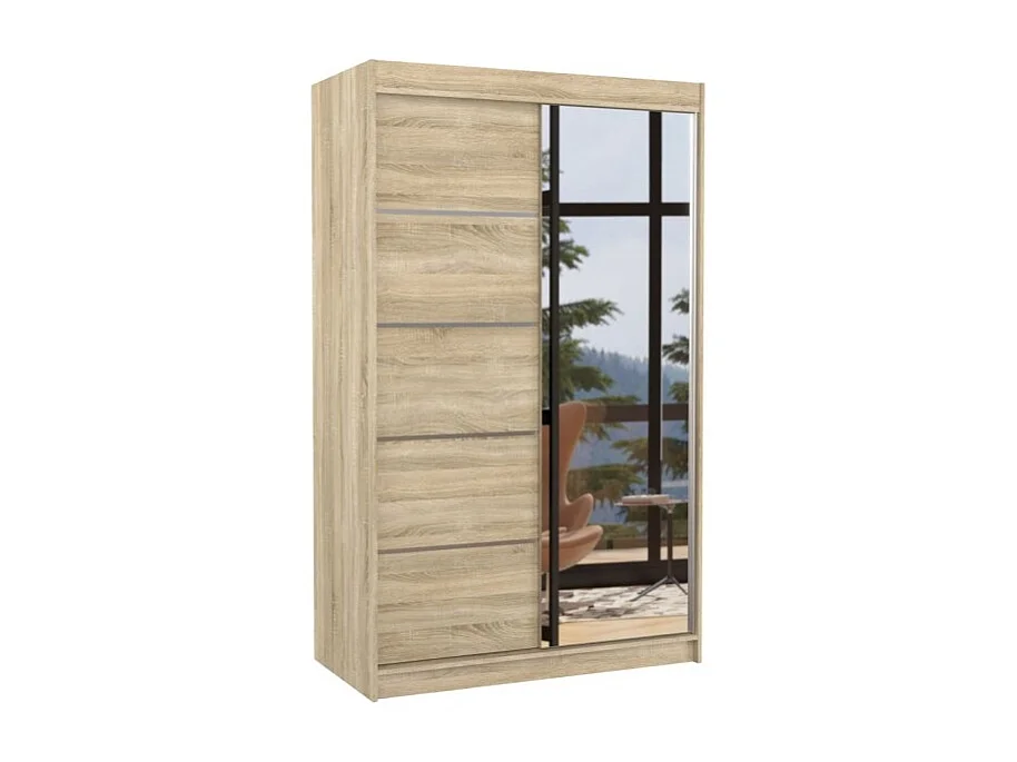 Armoire Lamma (120cm)/portes coulissantes/miroir/Sonoma