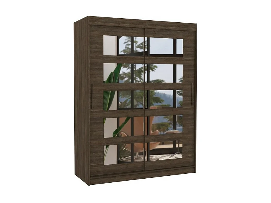 Armoire Fran (150cm)/portes coulissantes/miroir/Marron