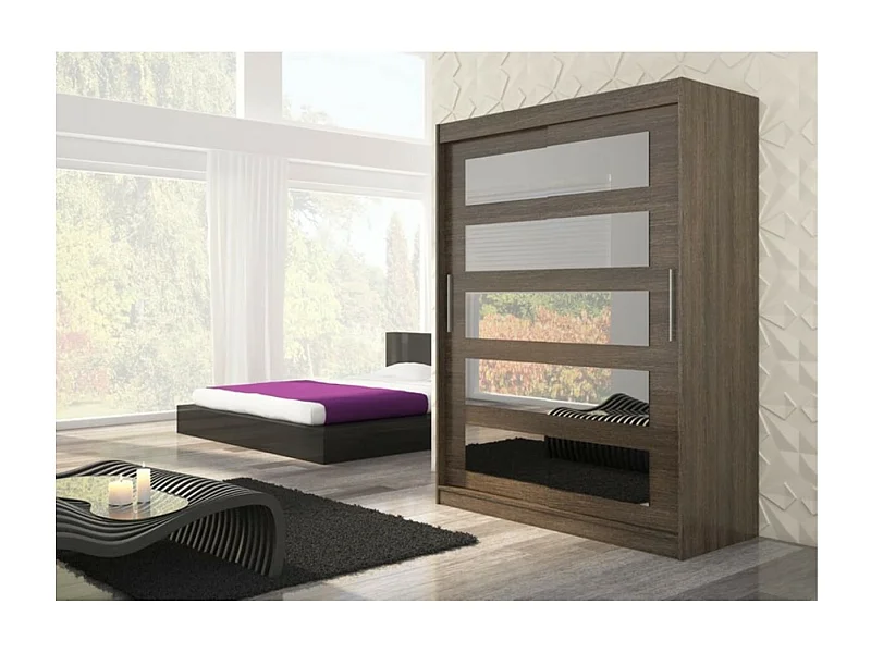 Armadio Fran (150cm)/ante scorrevoli/specchio/Marrone