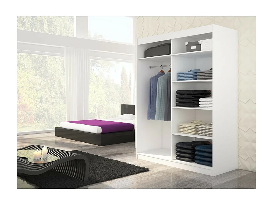 Armadio Fran (150cm)/ante scorrevoli/LED/specchio/Sonoma