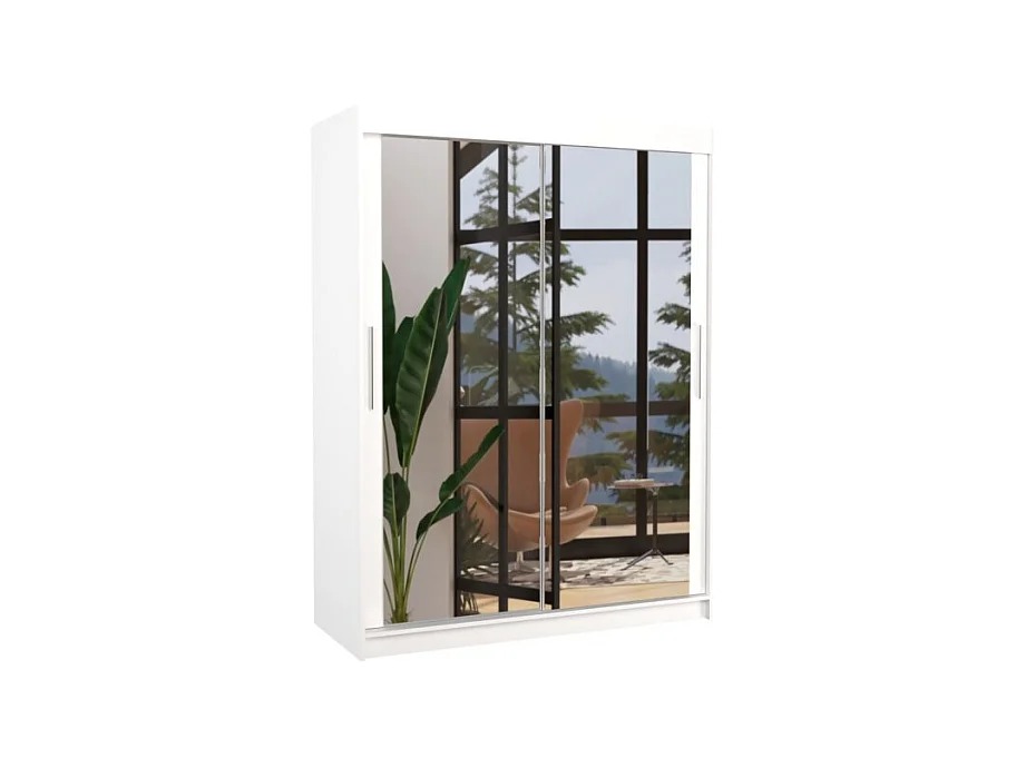 Armoire Vermo (150cm)/portes coulissantes/miroir/Blanc